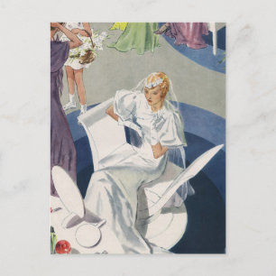 Vintage Wedding, Art Deco Bridge Save the Date Ankündigungspostkarte