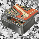 Vintage Wedding, Art Deco Bridge und Groom neu ver Puzzle<br><div class="desc">Vintage Illustration Liebe und Romantik Deko Design mit einem Ehepaar, das in einer Kirche mit den Gästen für die Ehezeremonie sitzt. Der Mann trägt einen formalen Smoking und die Frau trägt ein traditionelles weißes Kleid mit einem langen Schleier, der den Gang hinunter läuft. Das Brautkleid erinnert uns an die Opulenz...</div>