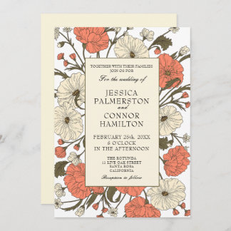 Vintage Wedding Art Nouveau Floral Einladung