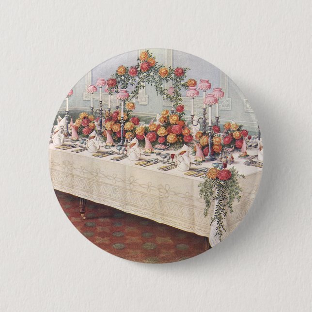 Vintage Wedding Bankett Tisch Button (Vorderseite)