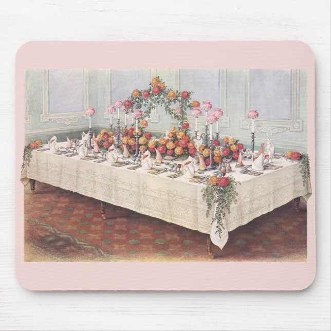 Vintage Wedding Bankett Tisch Mousepad (Vorne)