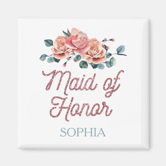 Vintage Wedding Blume Trauzeugin Magnet (Vorne)