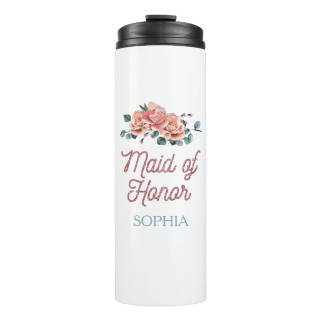 Vintage Wedding Blume Trauzeugin Thermal Tumb Thermosbecher (Vorderseite)