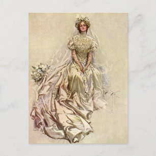 Vintage Wedding Bridal Portrait Save the Date Ankündigungspostkarte