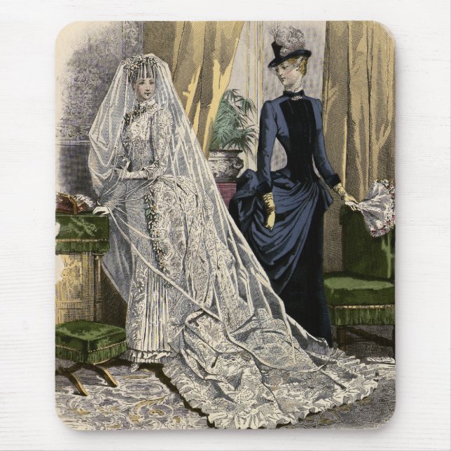 Vintage Wedding Bridal Portrait, Viktorianisch Bri Mousepad (Vorne)