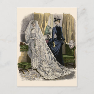 Vintage Wedding Bridal Portrait, Viktorianisch Bri Postkarte