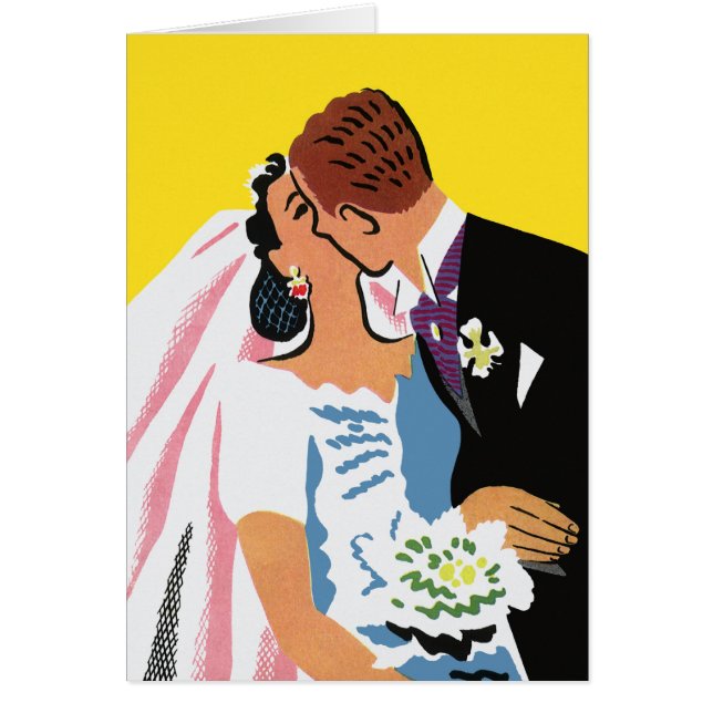 Vintage Wedding, Bride and Groom Newlyweds Küssen (Vorne)