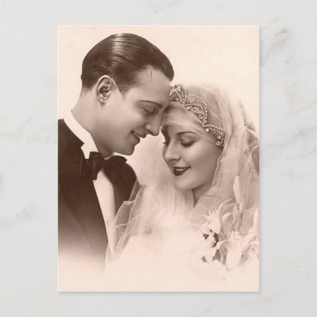 Vintage Wedding Bride and Groom Postkarte (Vorderseite)