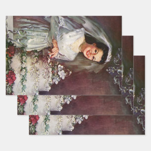 Vintage Wedding, Bride Cutting die Hochzeitstorte Geschenkpapier Set