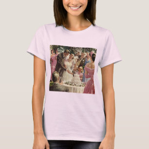 Vintage Wedding Bride Groom Neugierige Cut Cake T-Shirt