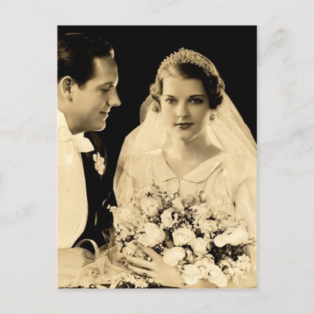 Vintage Wedding Bridge and Groom Postkarte (Vorderseite)