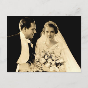 Vintage Wedding Bridge and Groom Postkarte