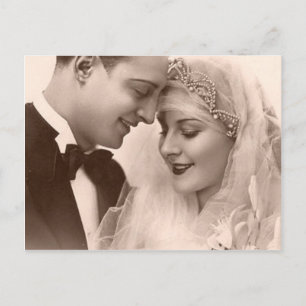 Vintage Wedding Bridge and Groom Postkarte