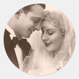 Vintage Wedding Bridge and Groom Runder Aufkleber