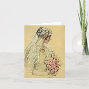 Vintage Wedding Card Bridge Karte