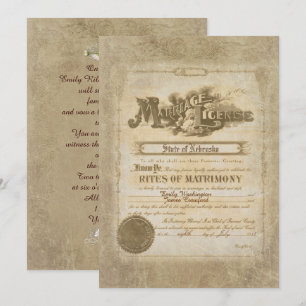 Vintage Wedding Certificate Einladung