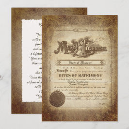 Vintage Wedding Certificate Einladung