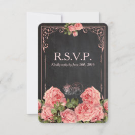 Vintage Wedding Chalkboard - Antwortkarte RSVP Karte