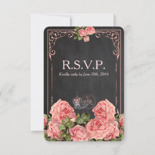 Vintage Wedding Chalkboard - Antwortkarte RSVP Karte