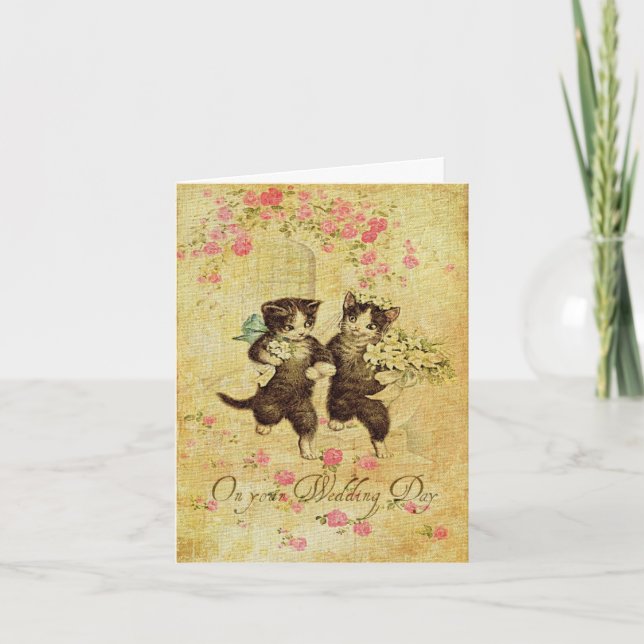 Vintage Wedding Day Cats Card Karte (Vorderseite)