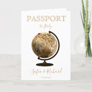 Vintage Wedding Destination Passport Weltkarte Einladung