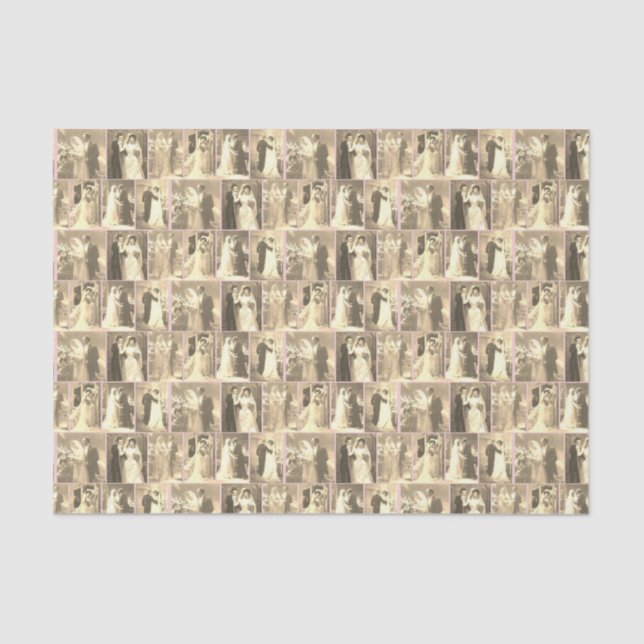 Vintage Wedding Dress Bride Groom auf Rosa Seidenpapier (Vorderseite)