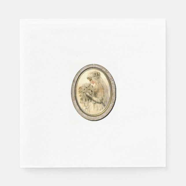 Vintage Wedding Dress Bride Weißes Brautparty Serviette (Vorderseite)