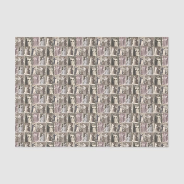 Vintage Wedding Dress Brie and Groom Collage Seidenpapier (Vorderseite)