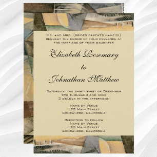 Vintage Wedding, Earth Tones Colors, Cubism Art Einladung