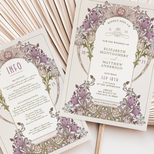 Vintage Wedding Einladung und Info Lavender (Von Creator hochgeladen)