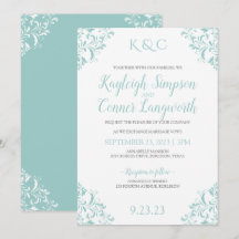 Vintage Wedding Einladungen | Türkisch Aquamarin