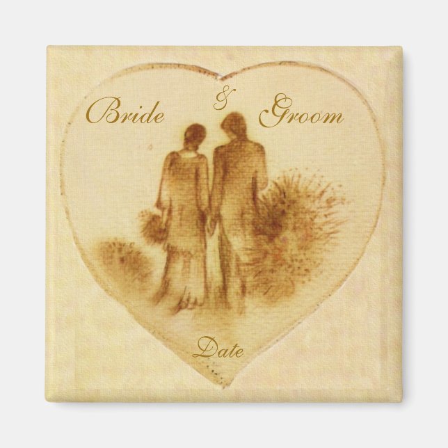 Vintage Wedding Favor Magnet (Vorne)