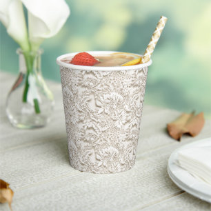 Vintage Wedding Floral White Lace Pappbecher