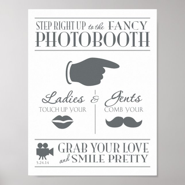 Vintage Wedding Foto Booth Sign Poster (Vorne)