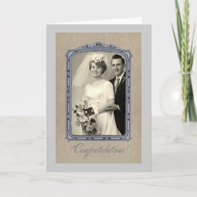 Vintage Wedding Herzlichen Glückwunsch Karte (Vorderseite)