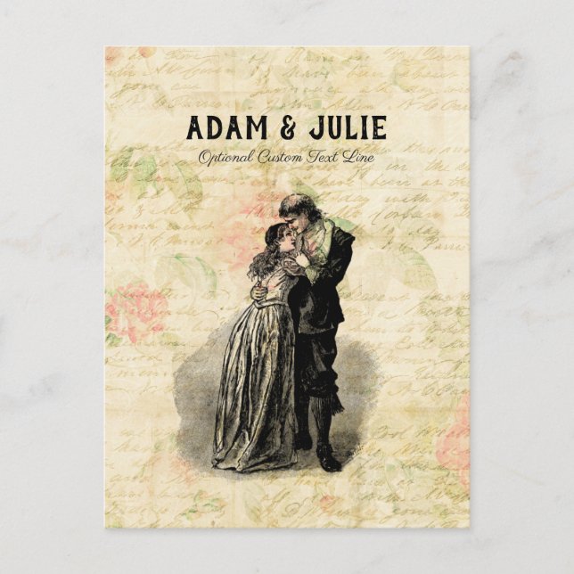 Vintage Wedding individuell anpassbares altmodisch Postkarte (Vorderseite)