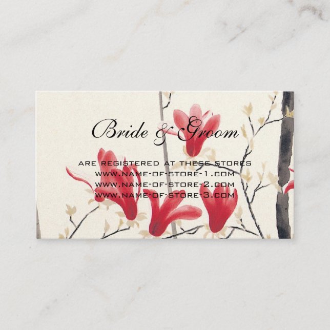 Vintage Wedding, japanischer Rosa Magnolia Tree Begleitkarte (Vorderseite)