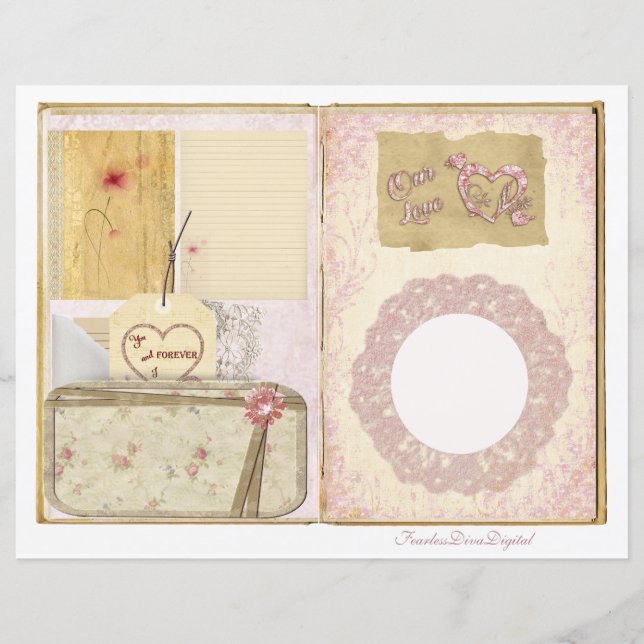 Vintage Wedding Junk Journal Scrapbook Seite 19 &  (Vorderseite)