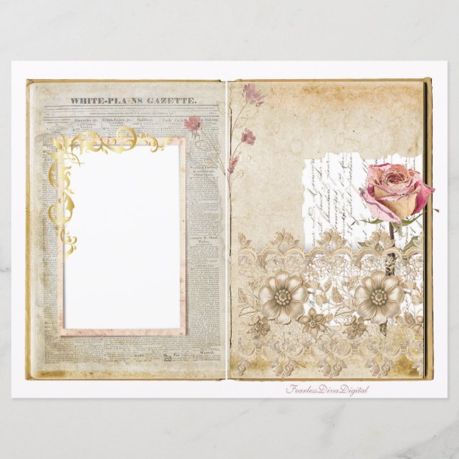 Vintage Wedding Junk Journal Scrapbook Seite 1 & 2 (Vorderseite)