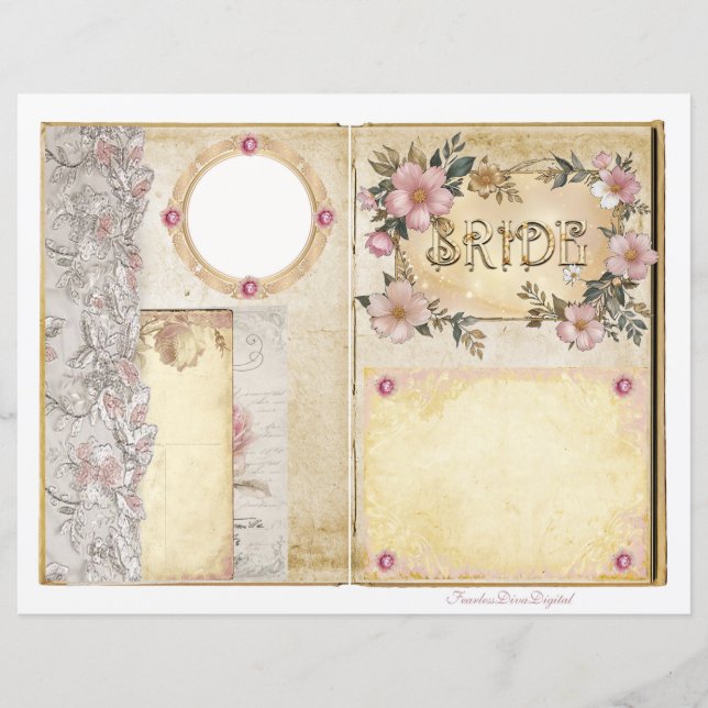 Vintage Wedding Junk Journal Scrapbook Seite 5 & 6 (Vorderseite)