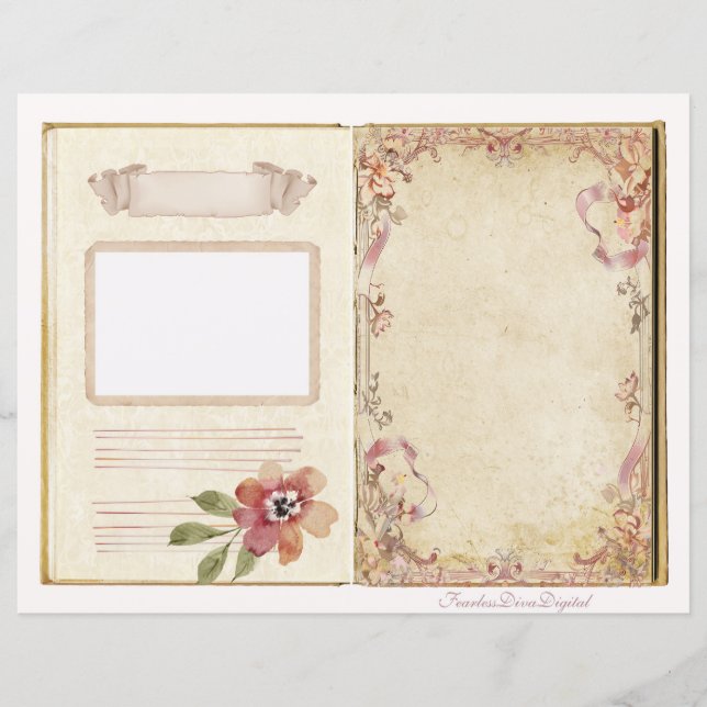 Vintage Wedding Junk Journal Scrapbook Seite 7 & 8 (Vorderseite)