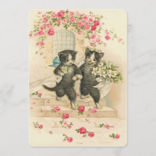 Vintage Wedding Kittens Einladung