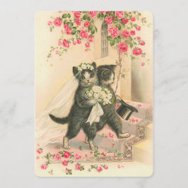 Vintage Wedding Kittens Einladung
