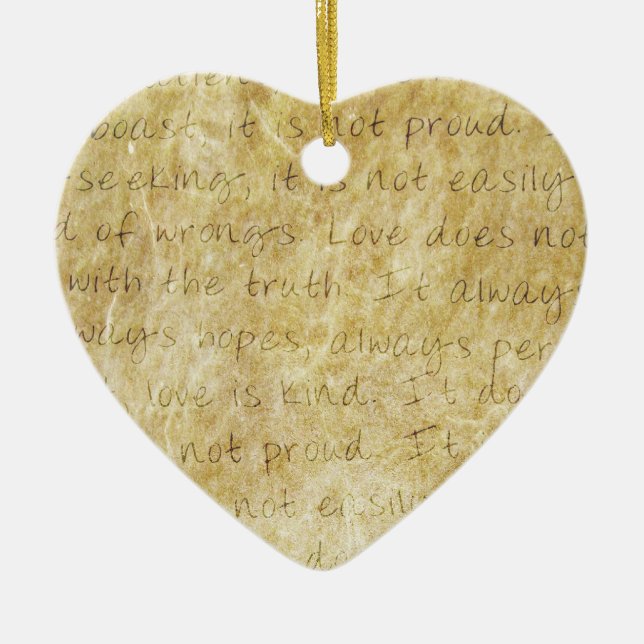 Vintage Wedding Liebe ist Patient Keramikornament (Vorne)