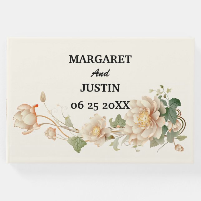 Vintage Wedding Lotus Blume Gästebuch (Vorderseite)