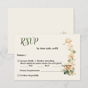 Vintage Wedding Lotus Blume RSVP Karte