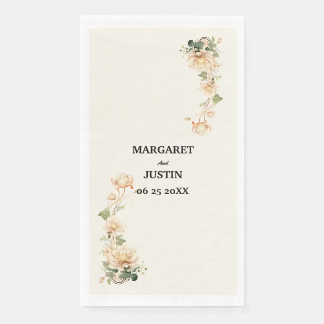 Vintage Wedding Lotus Blume Serviette (Vorderseite)