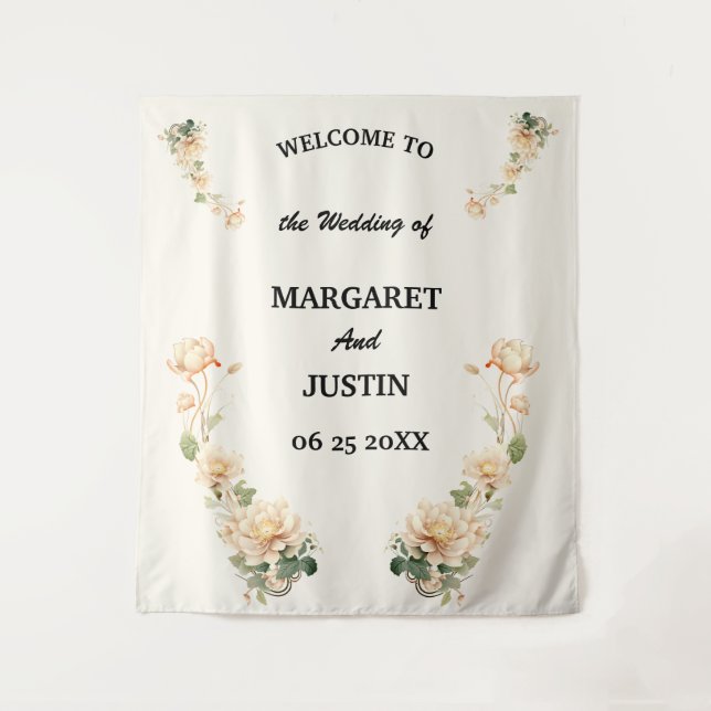 Vintage Wedding Lotus Blume Wandteppich (Vorderseite)
