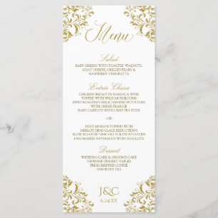 Vintage Wedding Menu   Nadine (Gold) Menükarte