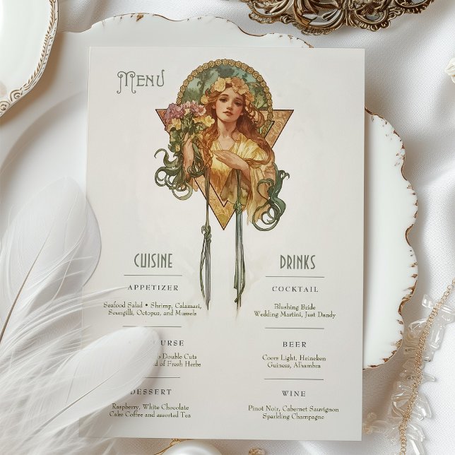 Vintage Wedding Menu und Drink Card Einladung (Von Creator hochgeladen)